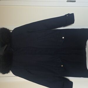 Reiss navy winter coat with removable fur